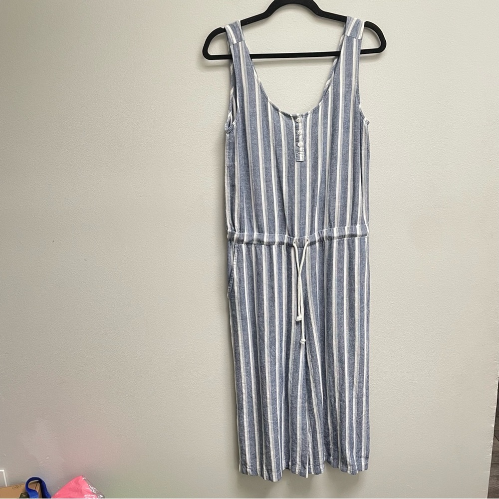 Cloth & Stone jumpsuit Chambray Cropped Wide Leg linen blend Size small